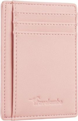 Picture of 1Travelambo Front Pocket Minimalist Leather Slim Wallet RFID Blocking Medium Size