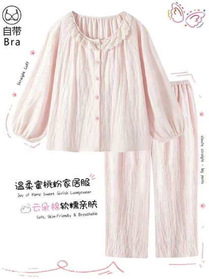 Picture of 甜美公主风带胸垫秋季睡衣女款秋春冬天长袖长裤套装家居服少女生女睡衣